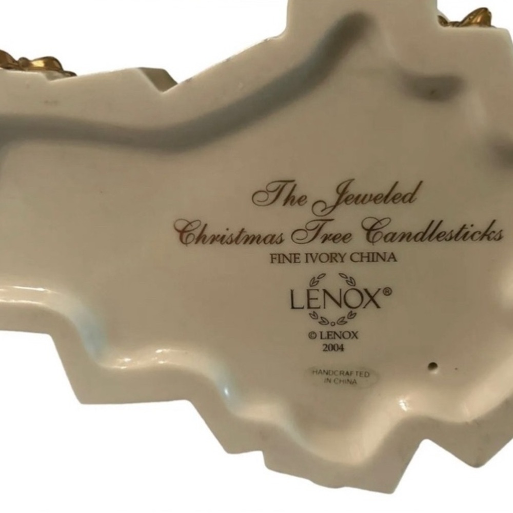 Lenox The Jeweled Christmas Tree Candlesticks Candle Holders Fine Ivory China - Picture 2 of 4